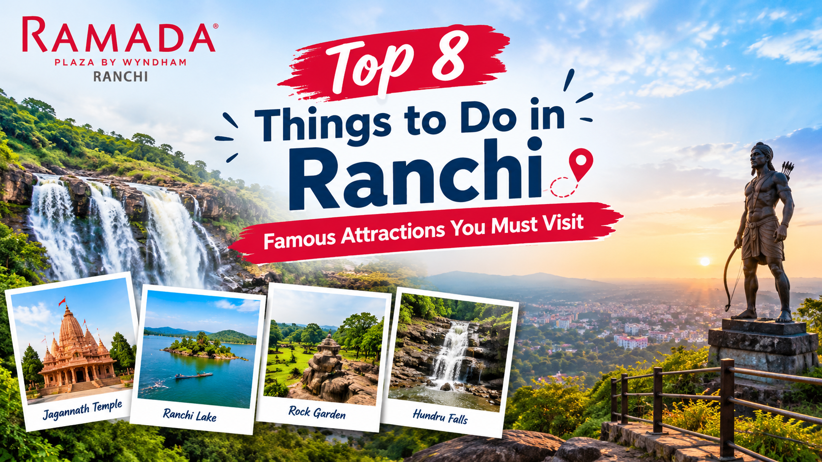 Hundru Falls waterfall surrounded by green hills, one of the top things to do in Ranchi, Jharkhand